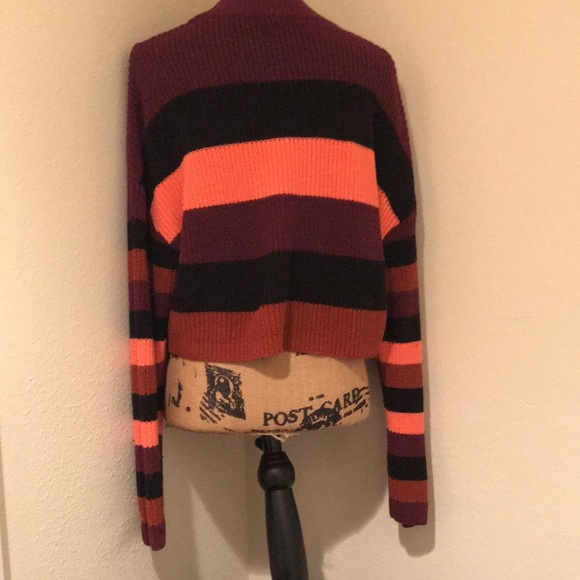 Express Womens Cropped Long Sleeve Multi-Color Striped Sweater-M - Picture 6 of 14